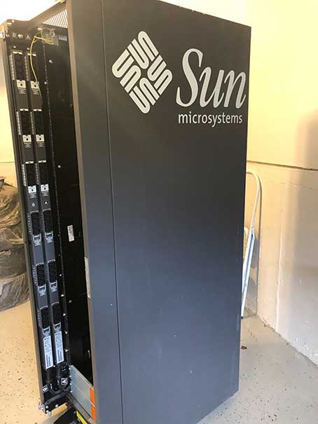 Inside a Sun Microsystems server cabinet
