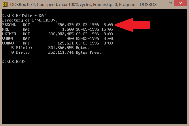 DAT Files on the original UK Info disk