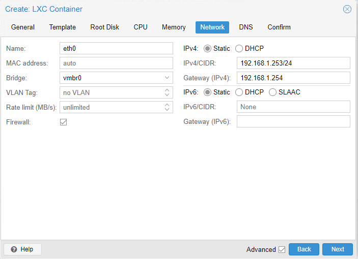 Setting LXC Container Network Configuration