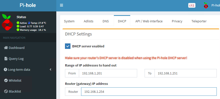 Pi-Hole DHCP Server