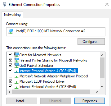 Changing IPv4 settings