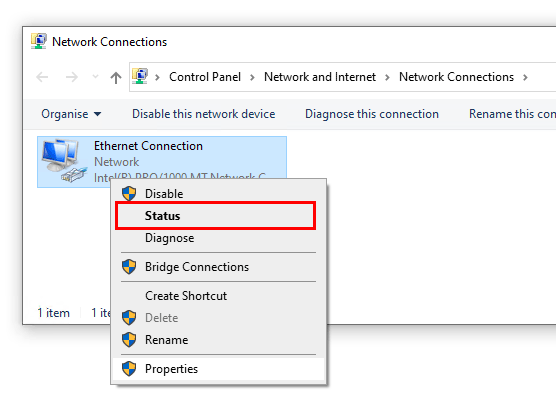 Network connection status