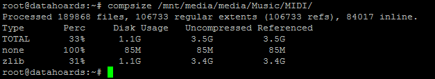 Checking compression ratio of MIDI file directory