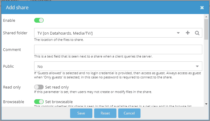 Create SMB/CIFS share for TV shows