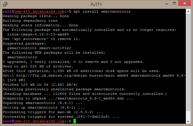 Installing smartmontools / smartctl using APT