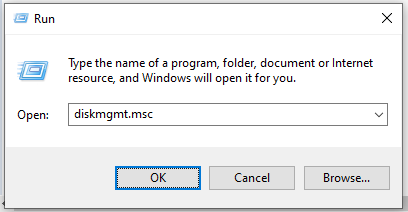 Calling diskmgmt.msc from the Run dialog