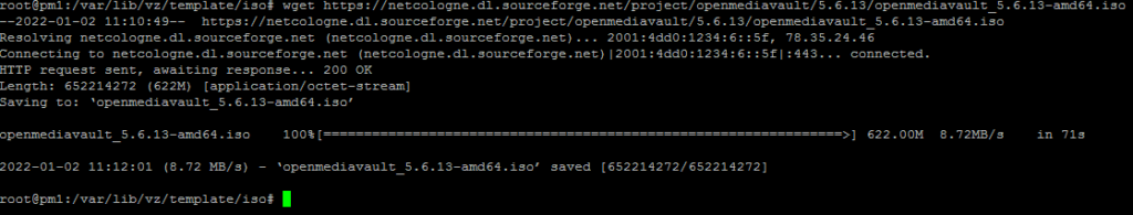 Downloading the OMV ISO using wget