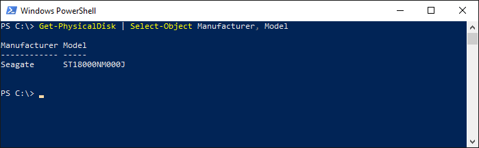  drive's model number from PowerShell