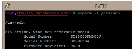 he hard drive's model number from hdparm under Linux