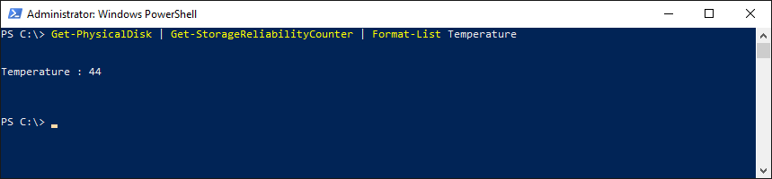 Getting the hard drive's temperature from PowerShell