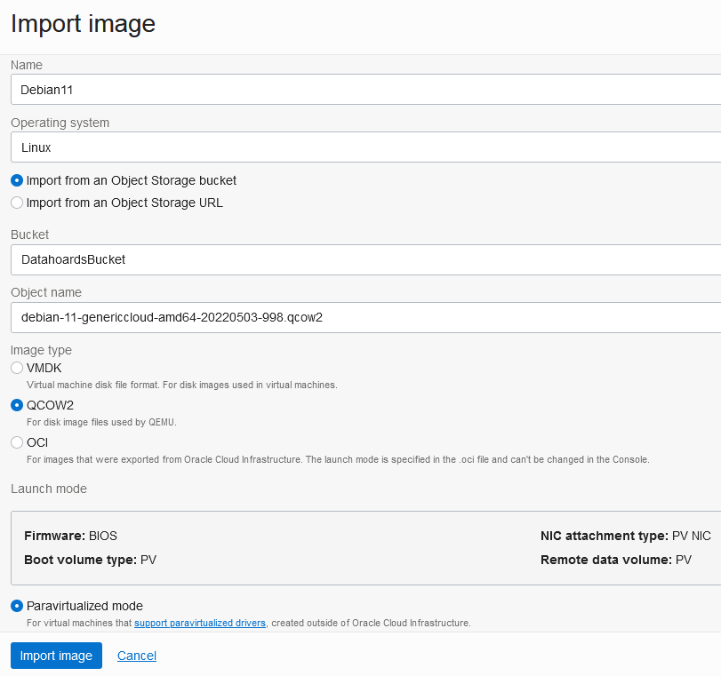 Import Debian Image into Oracle Cloud