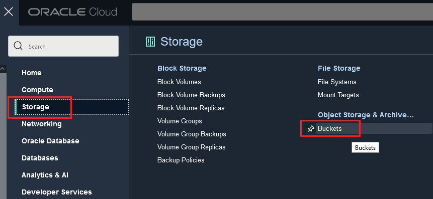 Storage Buckets in Oracle Cloud