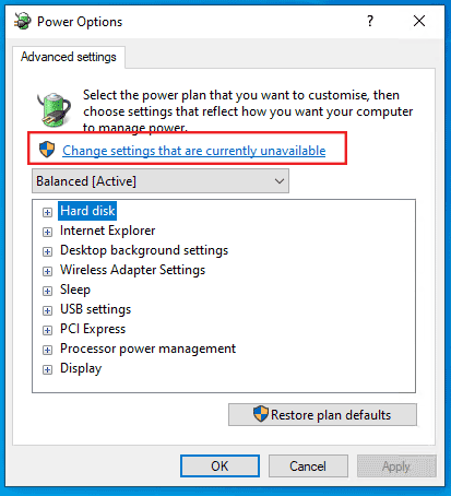 Change settings that are currently unavailable