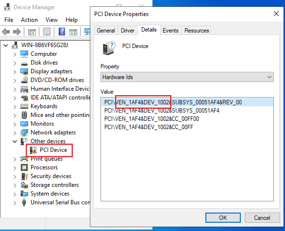Missing VirtIO drivers for PCI Device