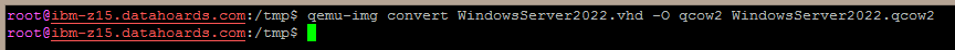 Converting the Windows Server 2022 VHD image to QCOW2 Format