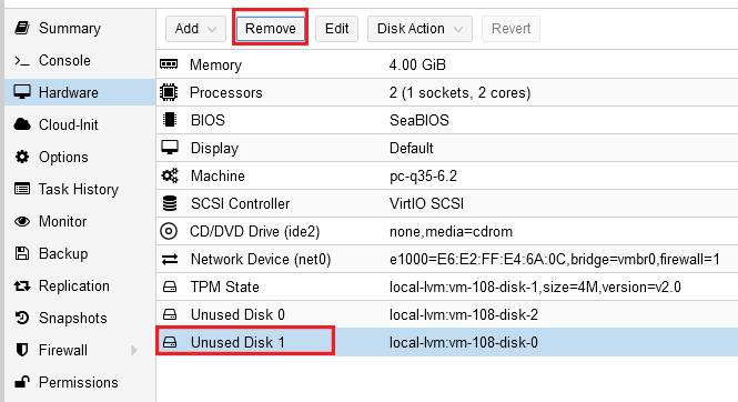 Remove the now-detached "placeholder" disk