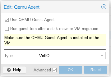 Enable the VirtIO QEMU agent